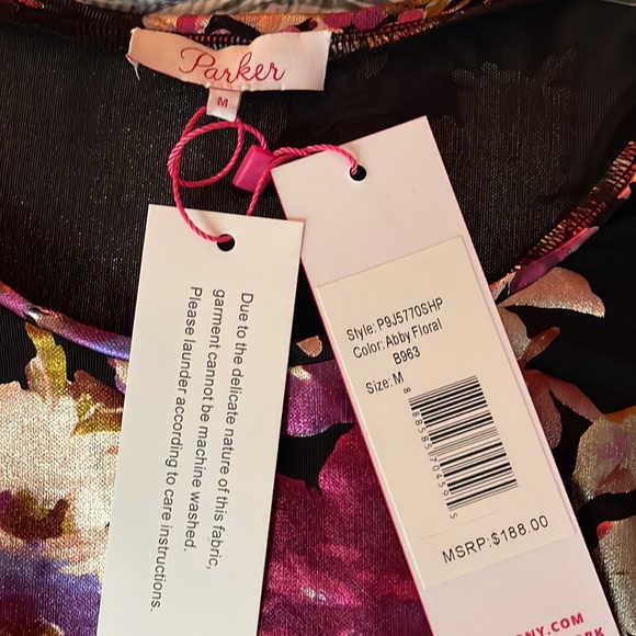 Parker Billy Metallic Floral Draped Top - NWT - M - Picture 4 of 8